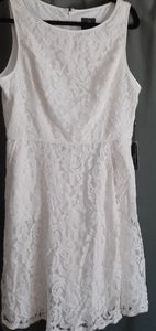 NWT! Adrianna Papell white lace a-line dress, size 16